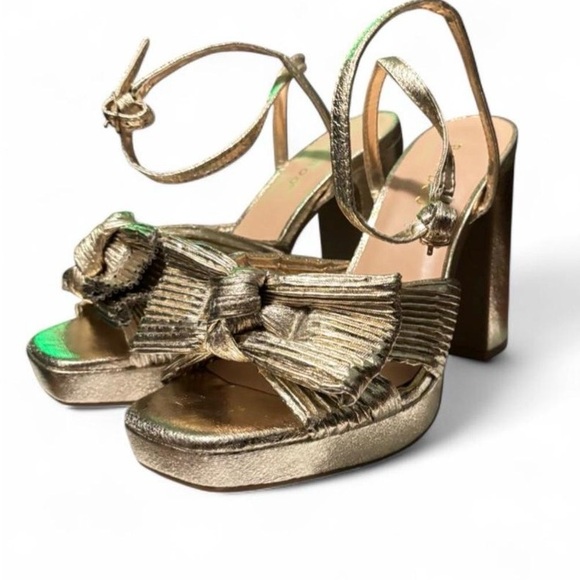 BAMBOO Gold Platform Sandals with Bow